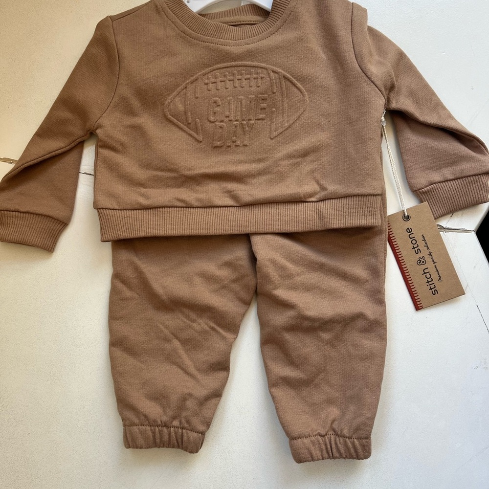 Brown Game Day Football Sweatshirt and Pants Set